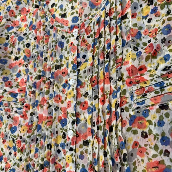 American Rag Cie Cottagecore Floral Tie Back Sheer Peasant Top Womens Small Lace - Picture 4 of 7